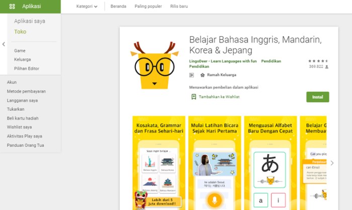Aplikasi belajar bahasa asing dengan metode unik